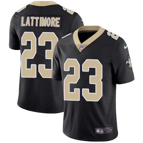 Nike Saints #23 Marshon Lattimore Black Team Color Men's Stitched NFL Vapor Untouchable Limited Jersey - Click Image to Close